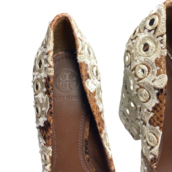 Tory Burch Francesca Roccia Python heels women’s Size 8 - Picture 7 of 9